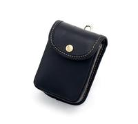Mini Coin Purse for Men Women, Real Leather Coin Pouch Organizer Case Bag with Snap Button, Genuine Vintage Cowhide Small Keychain Key Wallet Black