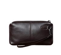 Mini Coin Purse Leather Leisure Man with Long Purse, Soft, Hand Zipper, Money Chuck Layer, Cowhide Credit Card Bag, Cell Phone(Coffee (Large))