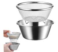 Mini Colander, Stainless Steel Colander Strainer with Bowl Set 5.5x2.5 Small Fine Mesh Metal Strainer Mini Bowl Set for Washing & Draining Rice, Fruit, Vegetables, Ornaments de Jardin