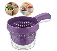 Mini Colander with Handle, 2-in-1 Double Layer Vegetable Washing Basket & Fruit For B Bowl Plastic Detachable Strainer, Food