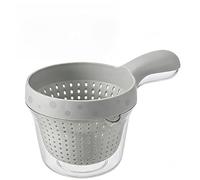 Mini Colander with Handle, 2-in-1 Double Layer Vegetable Washing Basket & Fruit Strainer, Detachable Plastic Food Bowl For B