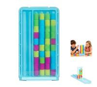 Mini Color Stack Challenge, Portable Brain Teaser Puzzle with 40 Rings and Racks, Colour Matching Stacking Game with Cards, for Kids and Adults, Family Game Night