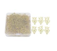 Mini Colored Flower Shaped Iron Metal Paper Clips 80PCS with Storage Box, Ideal for Organizing Files, Documents, and Scrapbooks (Gold)