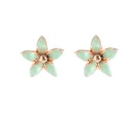 Mini Colorful Flower Studs Cartilage Earrings for Women Gold Plated Tiny Small Cute Enamel Cherry Blossom Flowers Earring Dainty Multiple Helix Conch Piercing Stud Birthday Jewlery Gifts (Green)