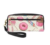Mini Colorful Sweet Lollipop Cupcake Donut Cosmetic Bag,Leather Handheld Cosmetic Organiser,Zip Pen Case Toiletry Organiser,Cosmetic Travel Bag