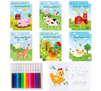 Mini Coloring Books Bulk Farm Barnyard Party Fillers with Pens Small Activity Books with Farm Animals Party Favors Birthday Supplies