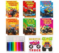 Mini Coloring Books Bulk Monster Truck Party Fillers with Pens Small Activity Books with Monster Truck Party Favors Birthday Supplies