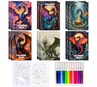 Mini Coloring Books with 12pcs Paint Pens Halloween Dragon Books Dragon Coloring Booklet Party Bag Fillers