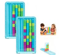 Mini Colour Stack Challenge Game with 40 Colour Rings & Cards, Portable Brain Teaser Puzzle,Fast-Paced Stack & Sort Logic Game for Kids & Adults,Family Game Night,Travel & Party Educational Toy (2pcs)