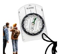 Mini Compass - 2.76 Inches Acrylic Outdoor Navigation Tool | Map Scale Ruler With Lanyard - Portable Hiking Backpacking Magnetic North Pointer For Travel Survival
