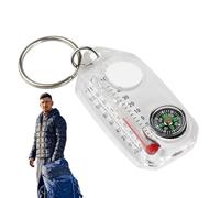 Mini Compass Keychain, Small Guiding Keyring For Outdoor Hiking, Small Compasses Thermometers Keychain, Camping - Compact Survival Tool