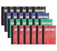 Mini Composition Books, 24 Pack, 4.5 x 3.25 inches, 80 Sheets, Narrow Ruled, by Better Office Products, Marble Covers in Red, Blue, Black, Green, 24 Pack