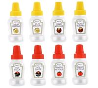 Mini Condiment Squeeze Bottles, 8PCS 25ml Empty Mini Ketchup Bottle, Clear Plastic Portable Condiment Containers with Sealing Lid for Soy Sauce, Honey, Salad Dressing,Food Dispensers