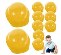 Mini Construction Hats - 10PCS Tiny Cake Toppers, Pet Safety Helmets, Small Animal Hard Hat, Accessory, Kids Engineering Toy, Yellow Party Favor For Birthday Celebration Decoration