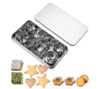 Mini Cookie Cutter Set, 30 Pcs Biscuit Cutters, Small Molds to Cut Pastry Dough Cookie Cutters Set Pie Crust & Fruit Metal Stamps Star Flower Hexagon Round Heart Square
