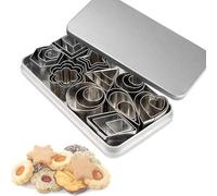 Mini Cookie Cutter Set - 30 Small Molds to Cut Out Polymer Clay, Pastry Dough, Pie Crust & Fruit - Metal Stamps Star Flower Hexagon Round Heart Square Triangle Oval Raindrop Geometric Shapes Cutter