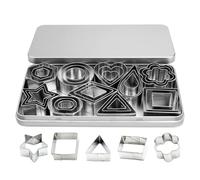 Mini Cookie Cutters Set,30 Pcs Stainless Steel Small Biscuit Cutters | for Baking Scone & Pastry Cutter for Fondant Tools,Polymer Clay Cutters Star Heart Flower Round Square Shape Moulds
