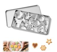 Mini Cookie Cutters Set, 30 Small Cookie Cutter Stainless Steel Biscuit Cutters Shapes Heart Star Circle Round Flower Moul for Baking Cake Decorations Sugar Cakes and Biscuits