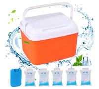 Mini Cooler, 5qt Insulated Small Hard Cooler, Portable Small Ice Chest with Handles, Mini Lunch Box for Beach Picnic Camping, Orange Ice Chest Camping Hard Lunch Box