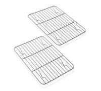 Mini Cooling Rack Set of 2, Homikit Stainless Steel Small Grill Wire Rack for Oven Roasting Baking Cooking, 21.5x16x1.5cm Fit Toaster Oven Tray for Cake/Meat/Bread, Healthy & Dishwasher Safe