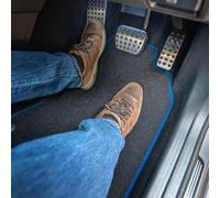 Mini Cooper (2014+) [3 Door] [F56] Premium Car Mats Accessories Tufted-Pile Carpet Blue Trim Tailored Fit Non-Slip Accessory Floor Mats Full Coverage Compatible Full Front & Rear Set