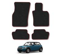 Mini Cooper 3 Door (2014-2024) Car Mats Tailored Fit Carpet Floor Mats Non Slip Red Trim Full Coverage Compatible Accessory Front Rear Set Anti Slip Granulated Backing Hand-Finished