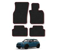 Mini Cooper [5 Door] (2024+) Car Mats Accessories Tailored Fit Carpet Floor Mats Non Slip Red Trim Accessory Compatible Front Rear Set Anti Slip Granulated Backing Hand-Finished Full Coverage Clips