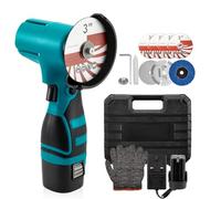 Mini Cordless Angle Grinder, Corded Cutting Grinding Polishing, with Disc, 8 Cutting Discs, 2pcs Batteries,Side Handle, Cordless Angle Grinder Tool Kit for Cutting Polishing and Grinding (Blue)