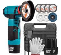 Mini Cordless Angle Grinder, Grinder Tool with 2PCS Batteries for Cutting Polishing and Sharpening, 7 Cutting Discs, 76mm Side Disc, 19500 RPM Grinding Machine