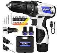 Mini Cordless Drill Driver Kit w/ 2 Li-ion Batteries, 12V Electric Screwdriver Driver Tool Kit with LED Work Light, Max Torque 45 N.m, 3/8 Inch Keyless Chuck, 18+1 Position, Dual Speed 0-400/1400rpm