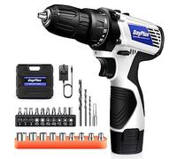 Mini Cordless Drill Driver Kit w/One Battery, 12V Electric Screwdriver Driver Tool Kit with LED Work Light, Max Torque 45 N.m, 3/8 Inch Keyless Chuck, 18+1 Position, Dual Speed 0-400/1400rpm