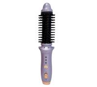Mini Cordless Heated Round Brush for Travel, Thermal Curling Iron for Short Hair USB Rechargeable Small Barrel Volume Heat Styling Curling Brush for Men and Women Curly Straight Hair (Pink Purple)