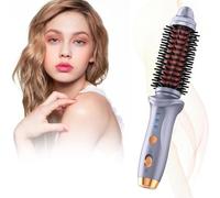 Mini Cordless Heated Round Brush for Travel, Thermal Round Brush with USB Rechargeable - Hot Air Brush for Short Hair, 3-Speed Heat Styling Curling Brush for Men & Women, Small Barrel Volume