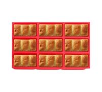 Mini Cornbread Mold - 9 Cavity Nonstick Silicone Baking Pan, 1.18 Inch Shallow Small Muffin Brownie Bar Tray, Red Easy Release Financial Cake Grid, Oven Safe Snack Loaf Palette | for Bakers