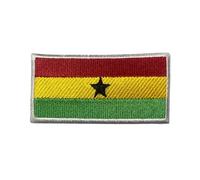 Mini Country Flag Patches 3×2 cm - Embroidered Iron-On/Sew-On National Badge Set for Jackets, Backpacks, Hats & DIY Craft (Ghana)