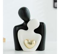 Mini Couple Statue,Couple Hugging Statue,Modern Abstract Art Decoration,Decorative items for TV cabinets,living rooms and bedrooms.Romantic Gifts for Valentine Anniversary Birthday (Black White, M)