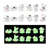 Mini Cow Figurines, Tiny Resin Luminous Animals, Mini Resin Figures, Little Plastic Animals Miniature Animal for Garden Landscape Home Car Dash Decoration & Party Cake Headbands DIY (12Pcs)