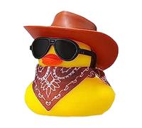 Mini Cowboy Duck, Rubber Dashboard Duck, Small Cowboy Du-ck With Hat Scarf Sunglasses, Funny Bath Toy Floater, Cute D-uck Ornament, Auto Accessories For Office Home Desk