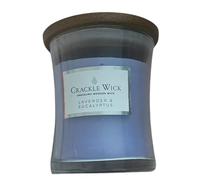Mini Crackle Wick Crackling Wooden Wick Candle - Lavender & Eucalyptus Scent (90g Glass Jar Candle)