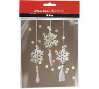 Mini Craft Crochet Kit - Crochet Your Own White Snowflake Ornaments with Cotton Yarn - Intermediate Level Craft Kit
