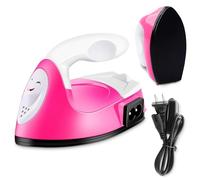 Mini Craft Iron Mini Heat Press Iron - Heat Press Machine Mini Iron Heat Transfer Machine Portable Iron with Charging Base for Diy Craft, T Shirts, Shoes, Bag and Hats - Mini Iron for Crafting (Pink)