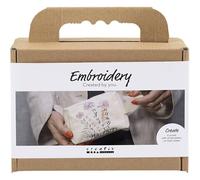 Mini Craft Kit Embroidery, Make-up Bag, Cream, 1 Pack
