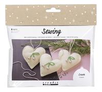 Mini Craft Kit Sewing - Off White Hearts - Make Your Own Christmas Decorations - Beginner Friendly