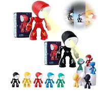 Mini Creative Robot Table Lamp,LED Mini Night Light Lonely Robot,2026 New Lonely Cartoon Cute Design Companion Table Light,Portable Adjustable Robots Lamp for Bedroom,Home,Office,Children Gift (RD+BK)