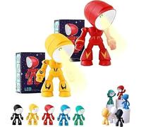 Mini Creative Robot Table Lamp,LED Mini Night Light Lonely Robot,2026 New Lonely Cartoon Cute Design Companion Table Light,Portable Adjustable Robots Lamp for Bedroom,Home,Office,Children Gift (RD+YW)