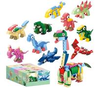 Mini Creature Building Block Set, 10 in 1 Dinosaurs Building Blocks Kits, STEM Animals Bricks Model Toys, Classroom Prizes Easter Birthday Gifts for Boys and Girls, 371 PCS