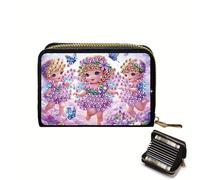 Mini Credit Card Holder, DIY Diamond Art Painting Zipper Credit Cards Wallet for Women Accordion Card Cases Holder Keychain Wallet-Angel