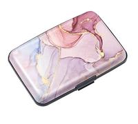 Mini Credit Card Holder for Women or Men,RFID Blocking Slim Hard Card Case ID Case Travel Wallet, Watercolor Pink, S