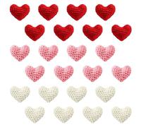 Mini Crochet Hearts, 24/36Pcs Valentine's Day Heart Ornaments Knitted Crochet Heart Tree Ornament for Sweet Presents Wedding Party Romantic Home Accents