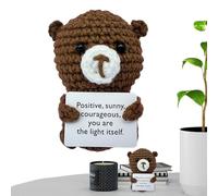 Mini Crochet Toy Doll - Knitted Cartoon Animal Figure, 10cm Panda Bunny Tiger Bear, Decorative With Encouragement Card | Fun Accessory For Festive Occasions Encouraging Playful Display Assisting